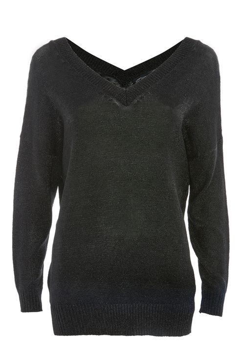 Metal Yarn V-Neck Jumper