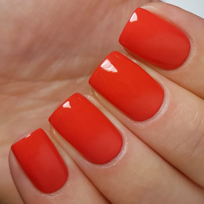 Love swatch - bright neon red gloss top coat