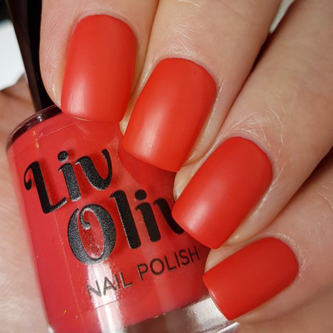 Love swatch - bright neon red matte top coat