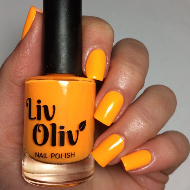 Carnival swatch - bright neon orange gloss top coat