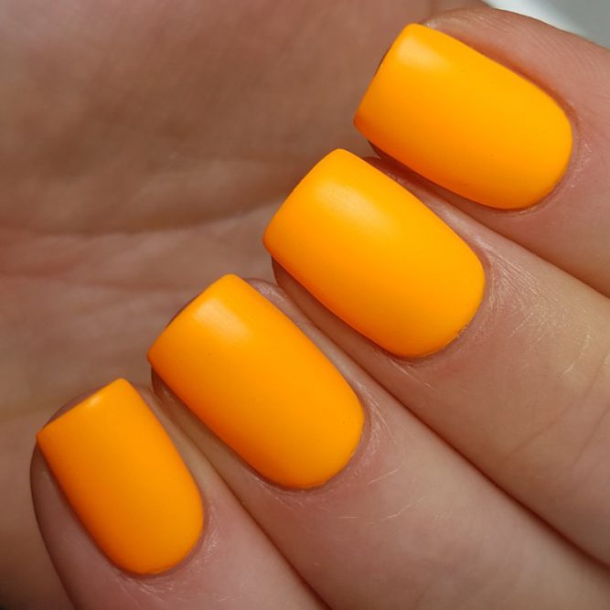 Carnival swatch - bright neon orange matte top coat