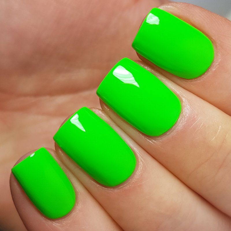 Bright green nail polish