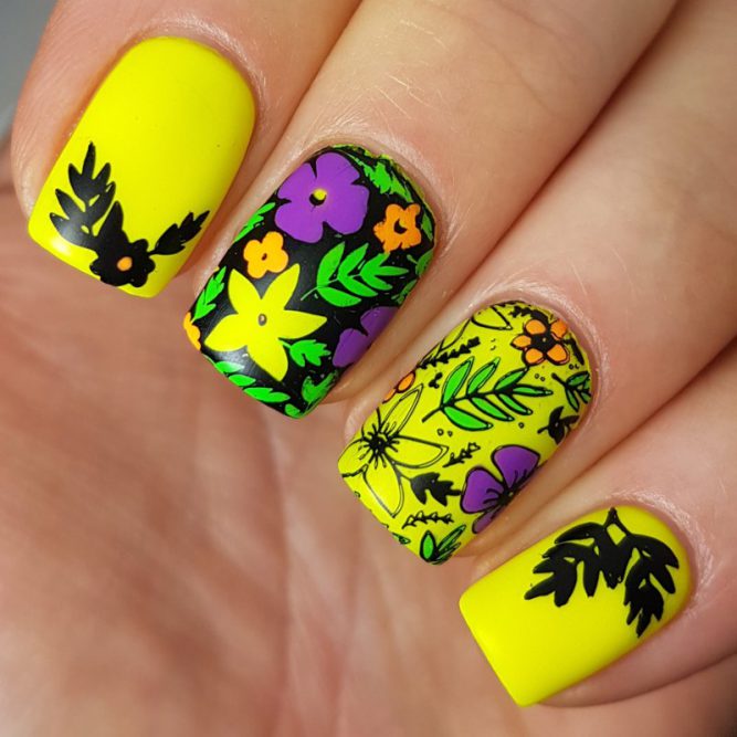 Harmony - bright neon yellow nail art matte top coat