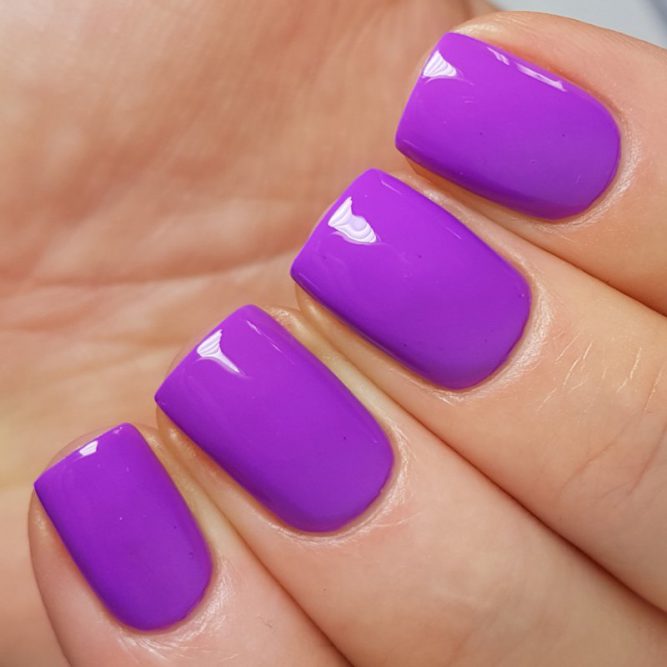 Peace swatch - bright neon purple gloss top coat