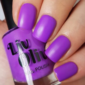 Peace swatch - bright neon purple matte top coat