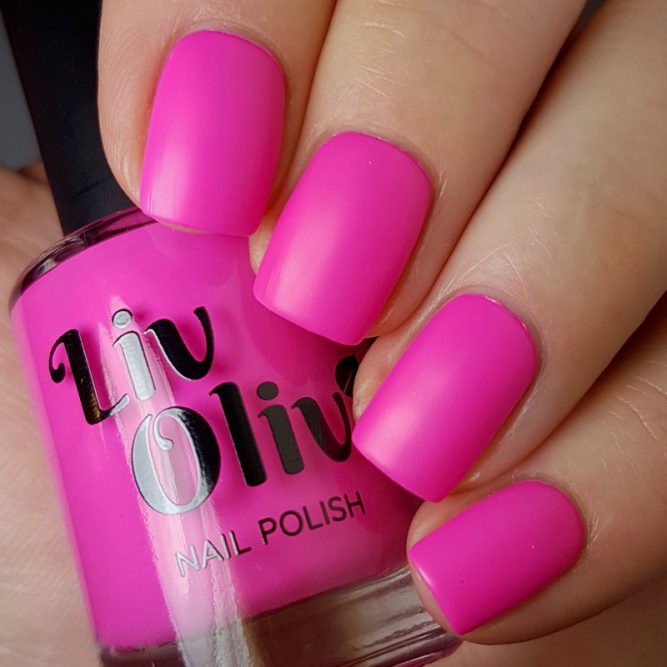 Psychedelic swatch - bright neon pink matte top coat