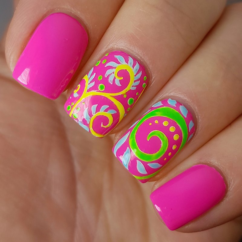 Psychedelic swatch - bright neon pink gloss top coat