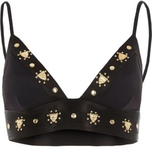 black cheetah trim triangle bikini top