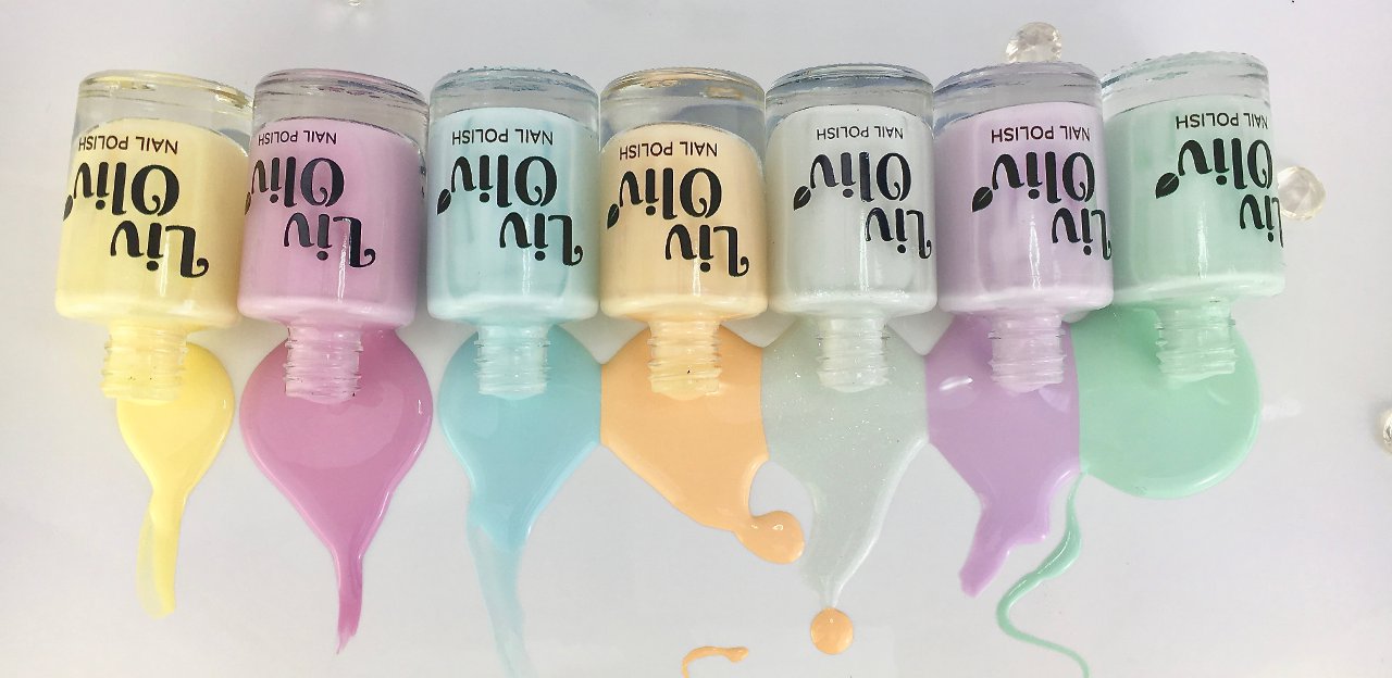 Nail polish pastels lineup spilt polish