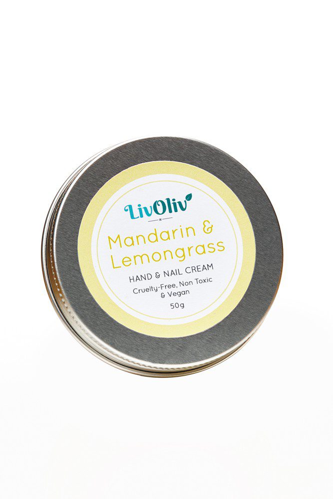 livoliv Mandarin and Lemongrass cruelty free Hand Cream in Silver Tin