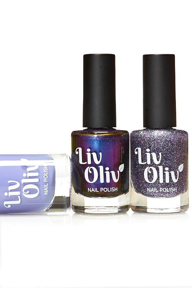 Livoliv cruelty free nail polish silver and purple