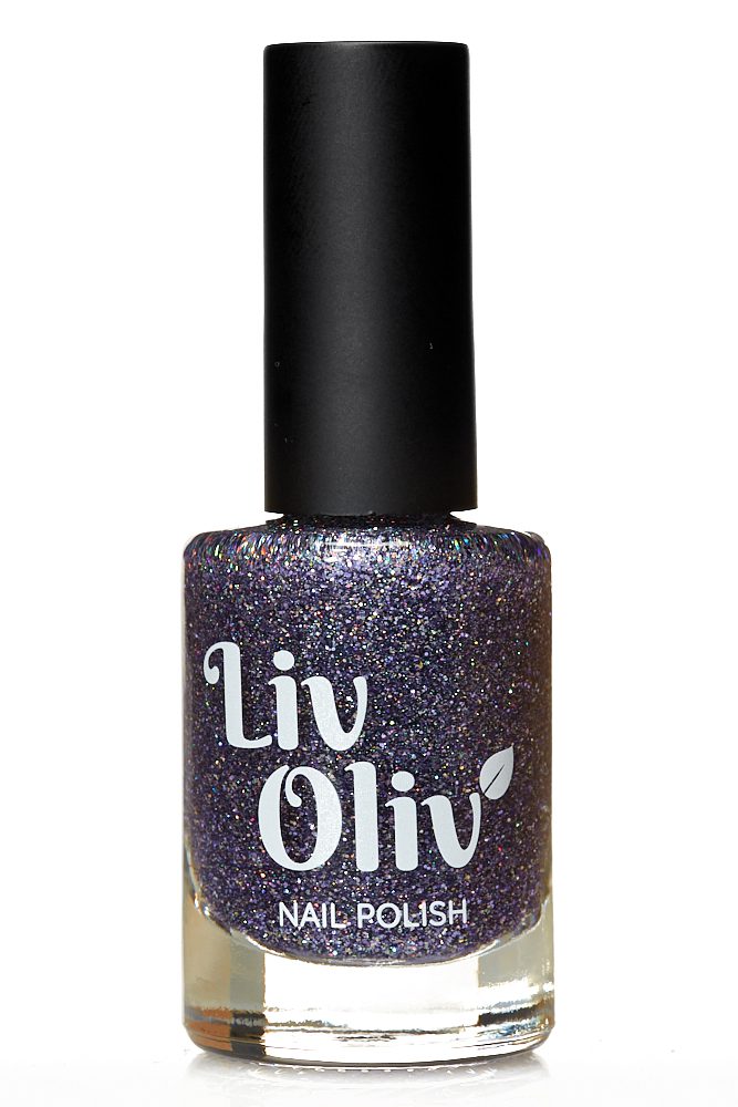 livoliv cruelty free purple glitter nail polish
