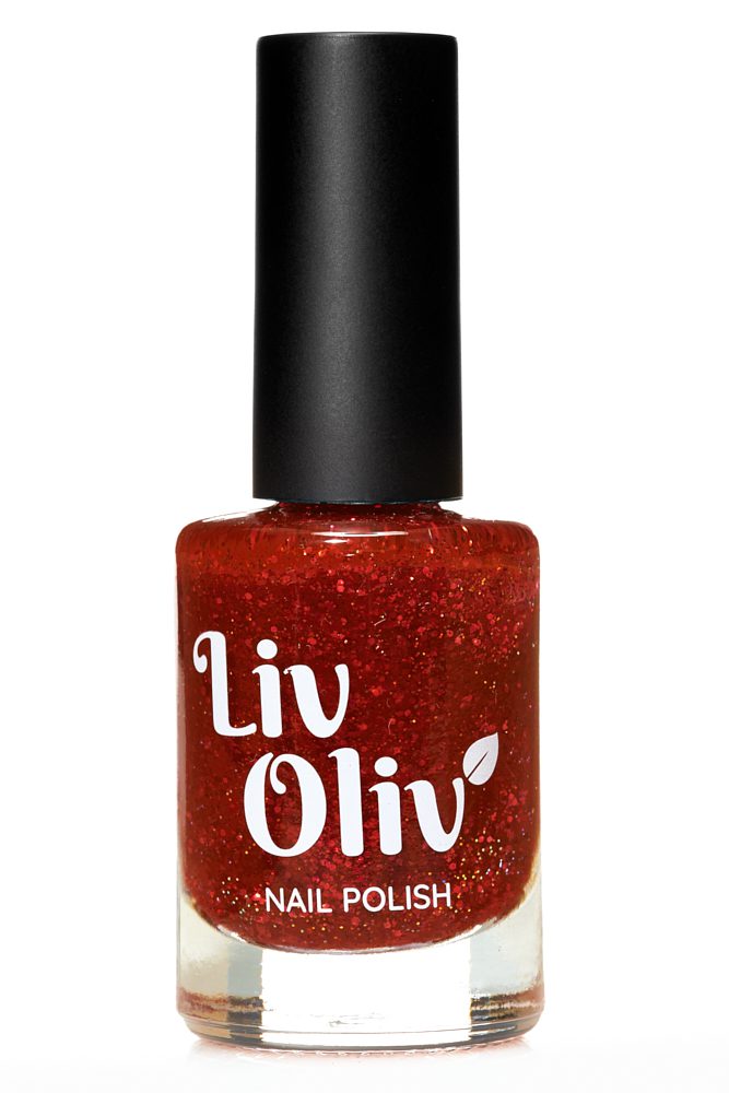 Bright Red Glitter Nail Varnish