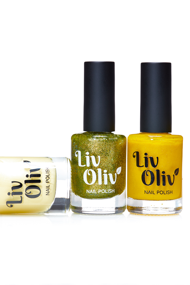 Livoliv cruelty free yellow and gold nail polish