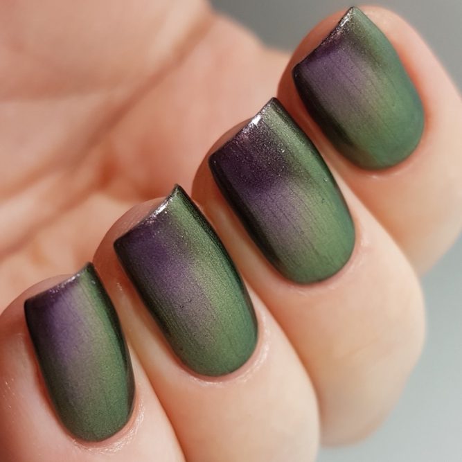 LivOliv Cruelty Free Nail Polish ultra chrome purple and green