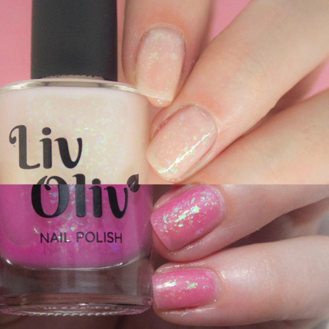 neutral to pink photochromic cruelty free nail polish transition nails