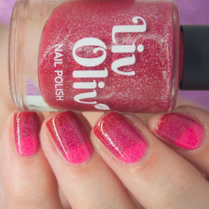 red to pink thermal cruelty free nail polish transition nails