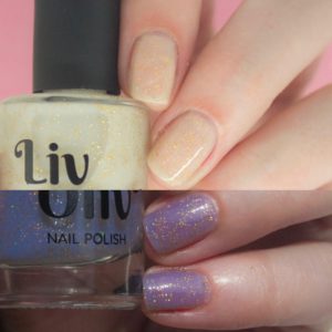 neutral to blue photochromic cruelty free nail polish transition nails