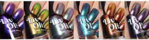 close up of six cruelty free livoliv ultra chrome nail polish