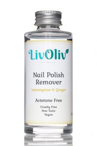 Acetone Free Nail Polish Remover in LivOliv Bottle